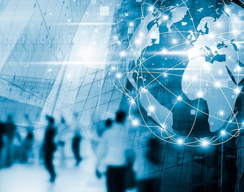 globe and people graphic