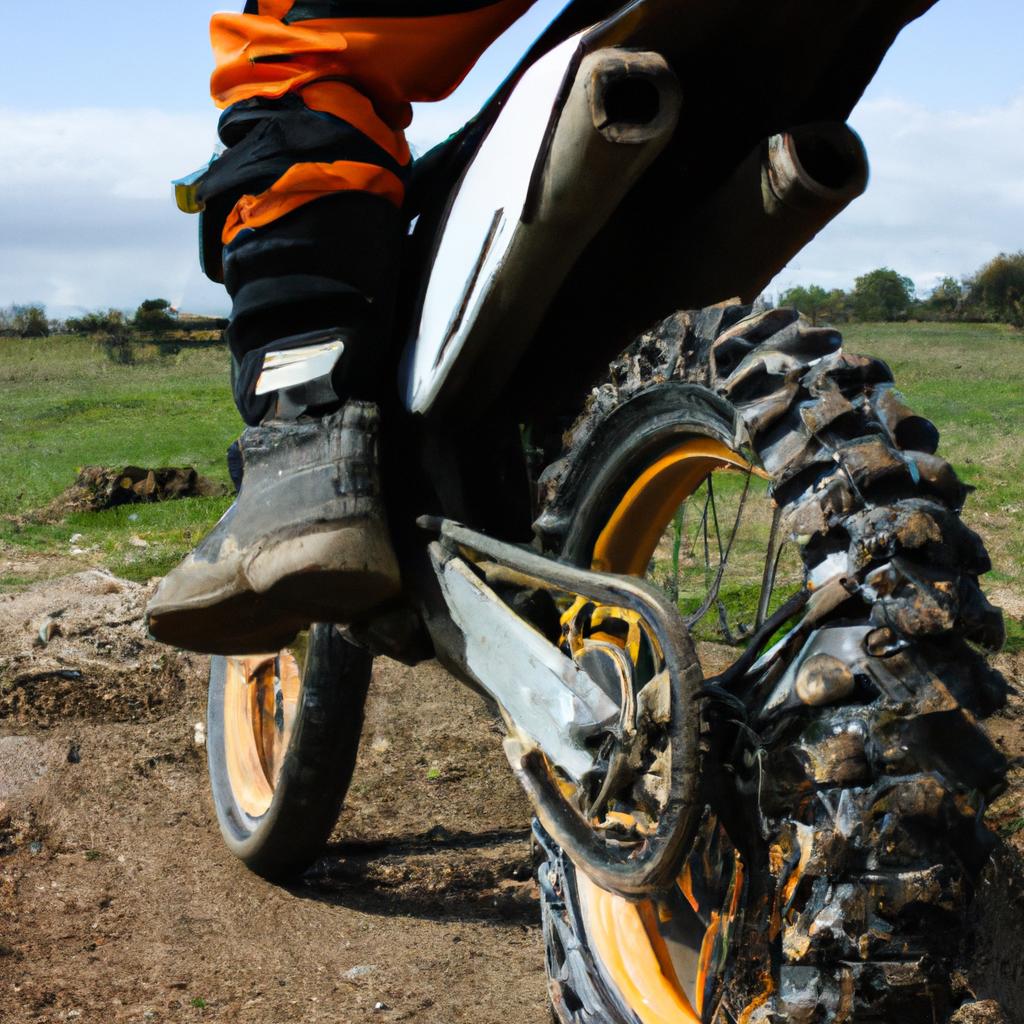Person riding dirt bike outdoors