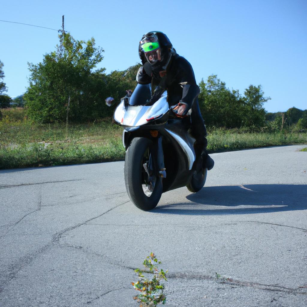 Person riding a high-performance motorcycle