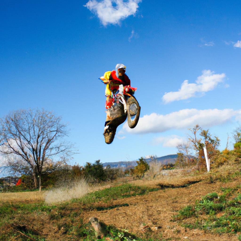 Person riding dirt bike mid-air